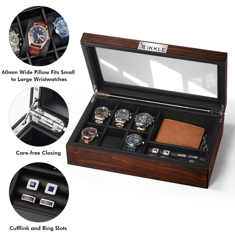 Ikkle Wooden Watch Box for Men's Gift, Luxury Watch Jewelry Box